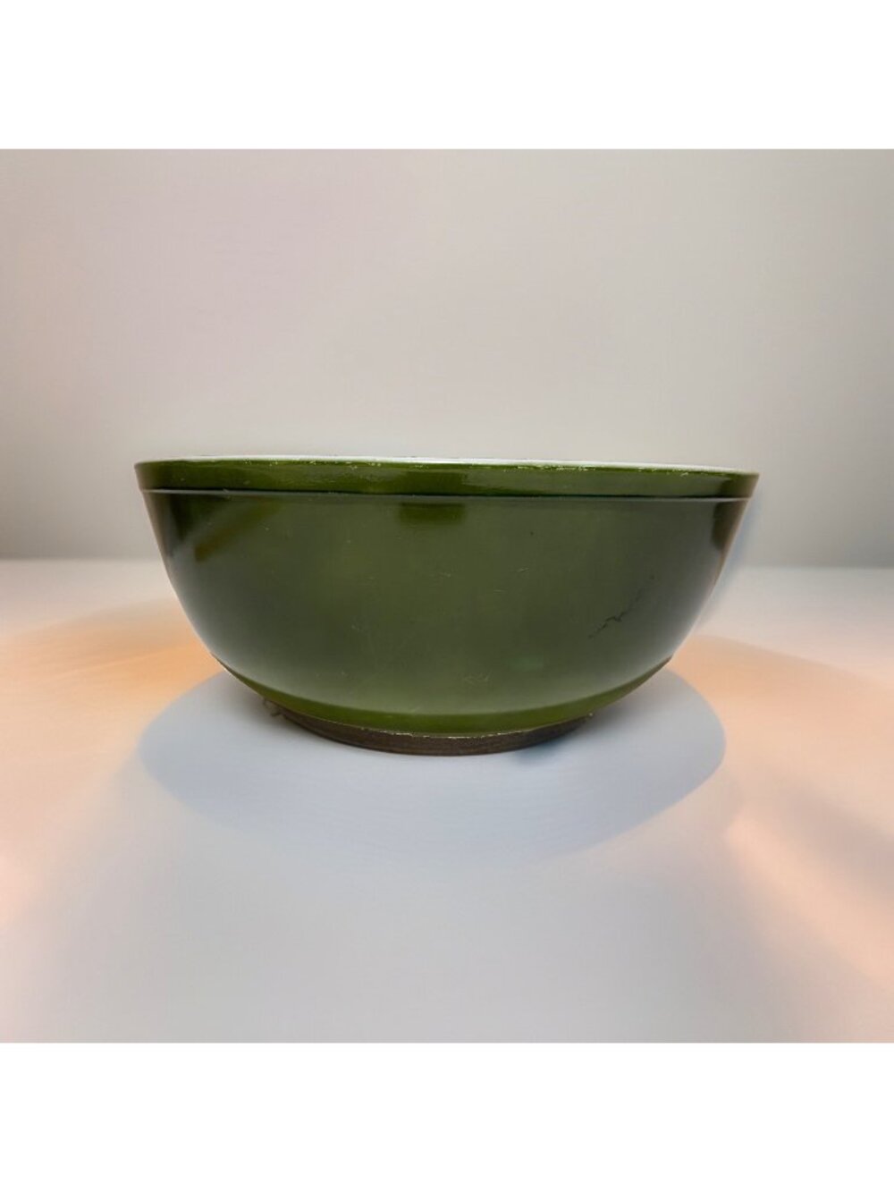 Vintage 50s PYREX 404 Olive Avocado Green Verde 4 QT Mixing Bowl Large Nesting